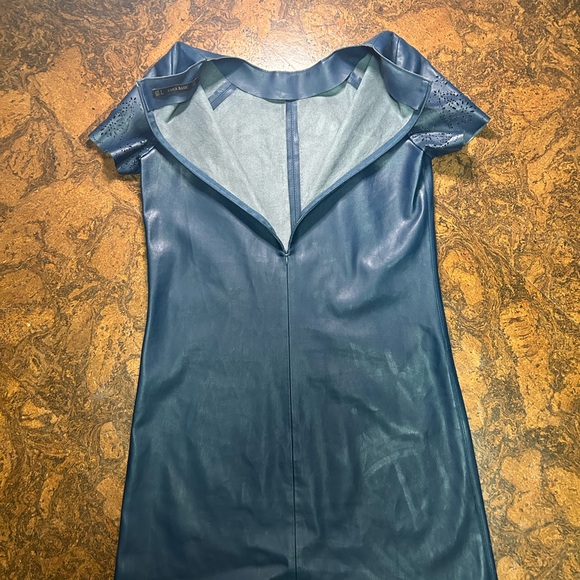 Zara Blue Vegan Leather Dress - Picture 3 of 5